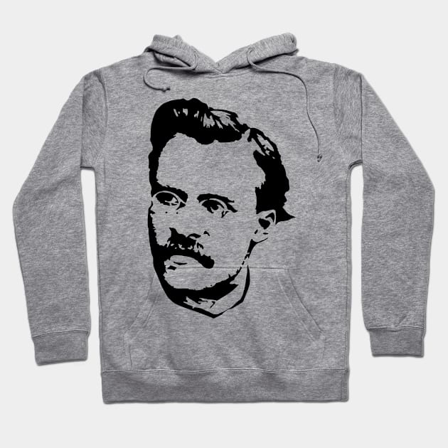 Friedrich Nietzsche Black On White Hoodie by Nerd_art